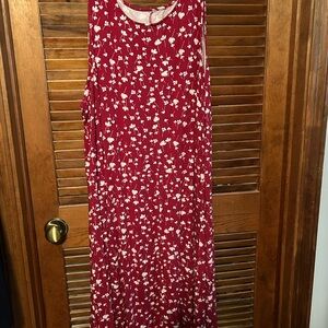 Floral Sleeveless Red Dress